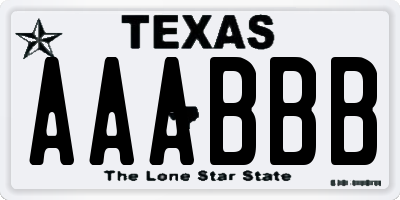 TX license plate AAABBB