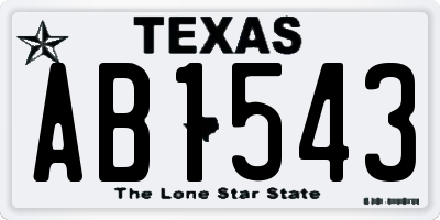 TX license plate AB1543