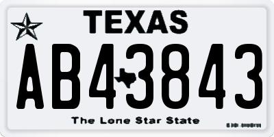 TX license plate AB43843