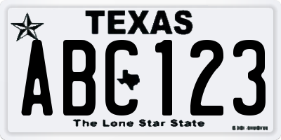 TX license plate ABC123