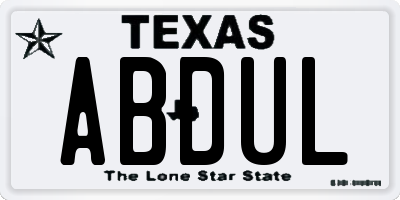 TX license plate ABDUL