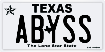 TX license plate ABYSS