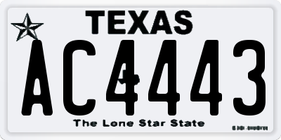 TX license plate AC4443