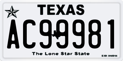 TX license plate AC99981