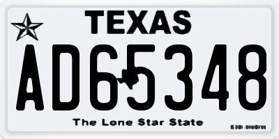 TX license plate AD65348