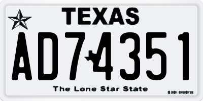 TX license plate AD74351