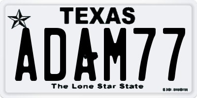 TX license plate ADAM77