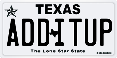 TX license plate ADDITUP