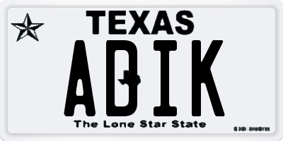 TX license plate ADIK