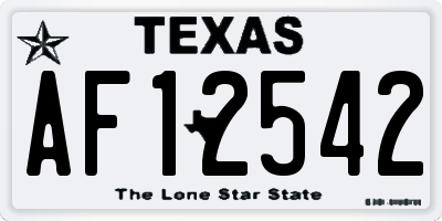 TX license plate AF12542