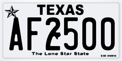 TX license plate AF2500