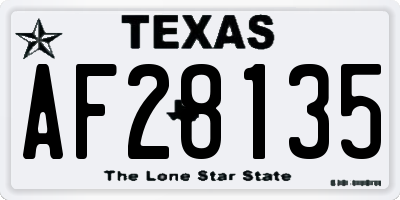 TX license plate AF28135