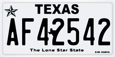 TX license plate AF42542