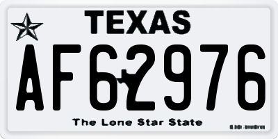 TX license plate AF62976