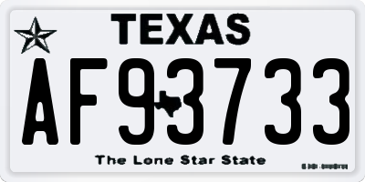 TX license plate AF93733