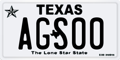 TX license plate AGS00