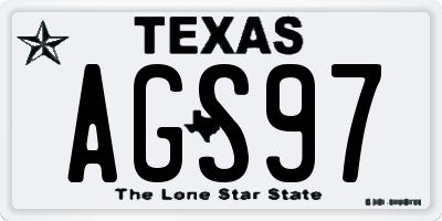 TX license plate AGS97