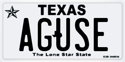 TX license plate AGUSE