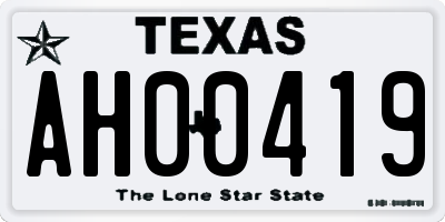 TX license plate AH00419