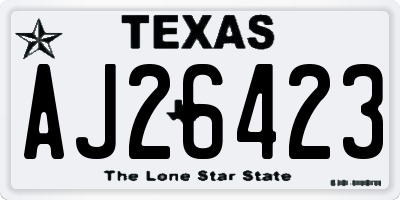 TX license plate AJ26423