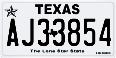 TX license plate AJ33854