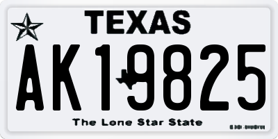 TX license plate AK19825