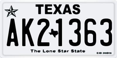 TX license plate AK21363