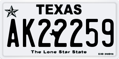 TX license plate AK22259