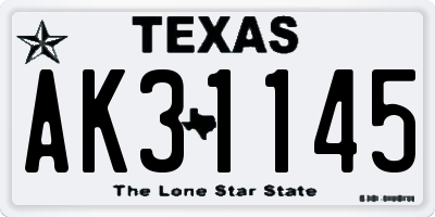 TX license plate AK31145