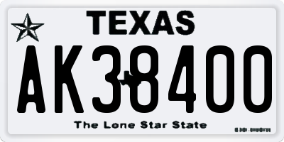 TX license plate AK38400