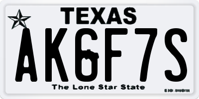 TX license plate AK6F7S