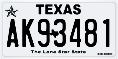 TX license plate AK93481