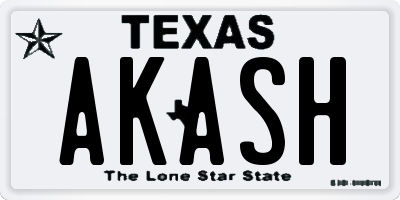 TX license plate AKASH