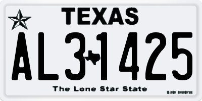 TX license plate AL31425