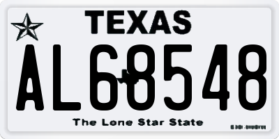 TX license plate AL68548