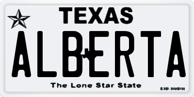 TX license plate ALBERTA