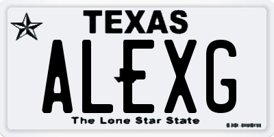 TX license plate ALEXG