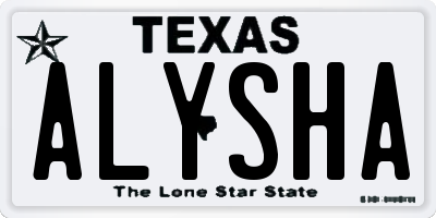 TX license plate ALYSHA