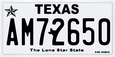 TX license plate AM72650