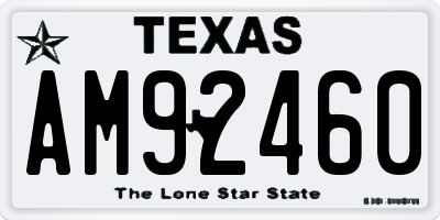TX license plate AM92460