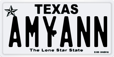 TX license plate AMYANN