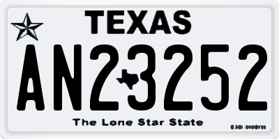 TX license plate AN23252