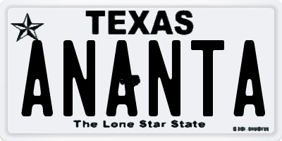 TX license plate ANANTA