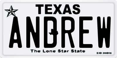 TX license plate ANDREW