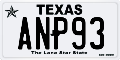 TX license plate ANP93