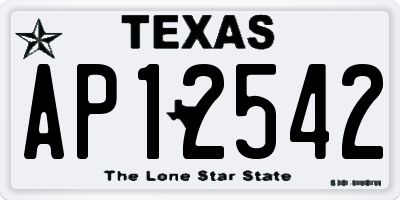 TX license plate AP12542