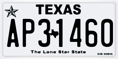 TX license plate AP31460