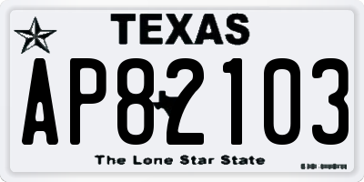 TX license plate AP82103