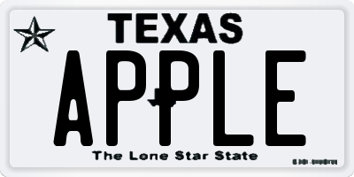 TX license plate APPLE