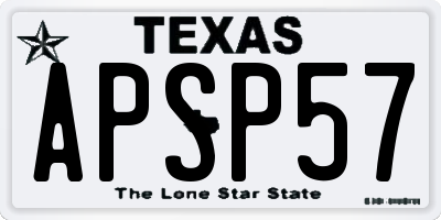 TX license plate APSP57